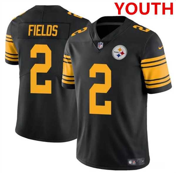 Youth Pittsburgh Steelers #2 Justin Fields Black Color Rush Limited Football Stitched Jersey Dzhi->youth nfl jersey->Youth Jersey